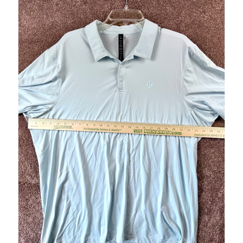 Lululemon Evolution Polo Shirt XXL Light Blue Short Sleeve Snap Neck LM3ELHS - Picture 7 of 9